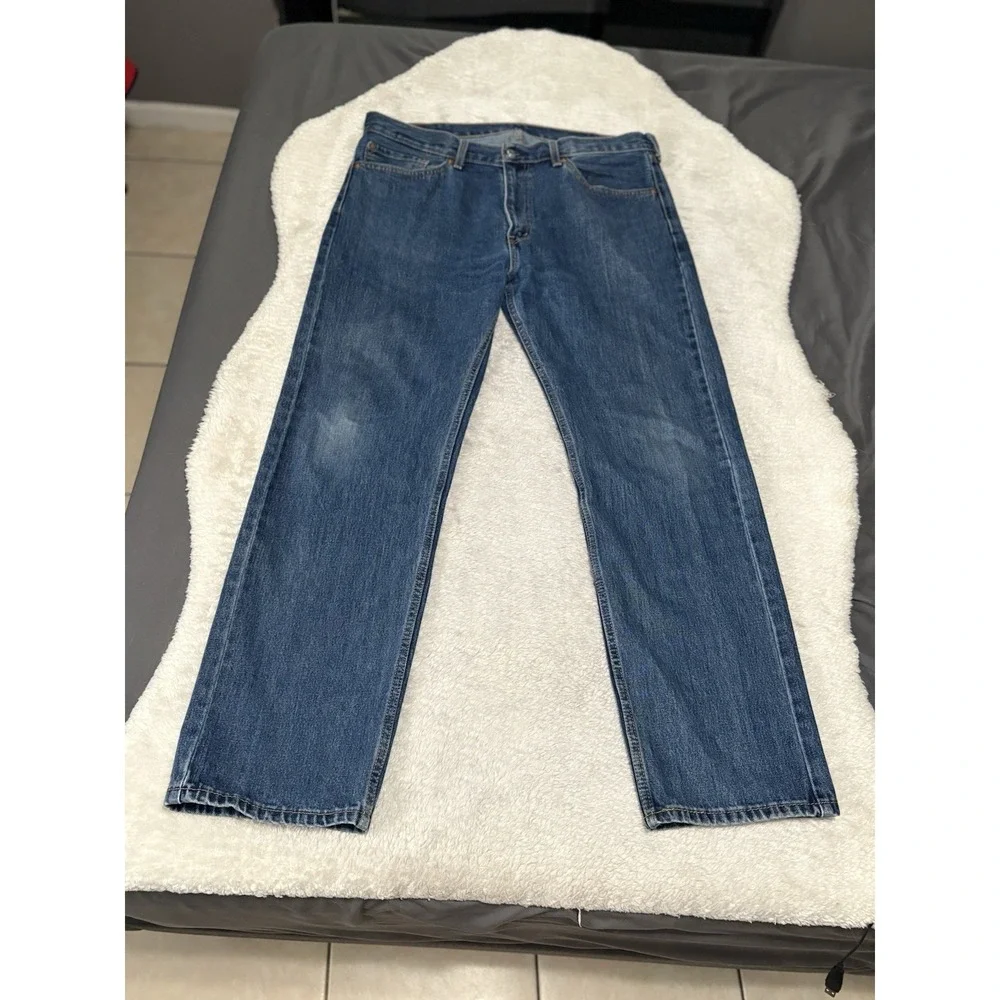 Levis 505 Mens Blue Straight Jeans Size 38x32 Cotton Denim Pants